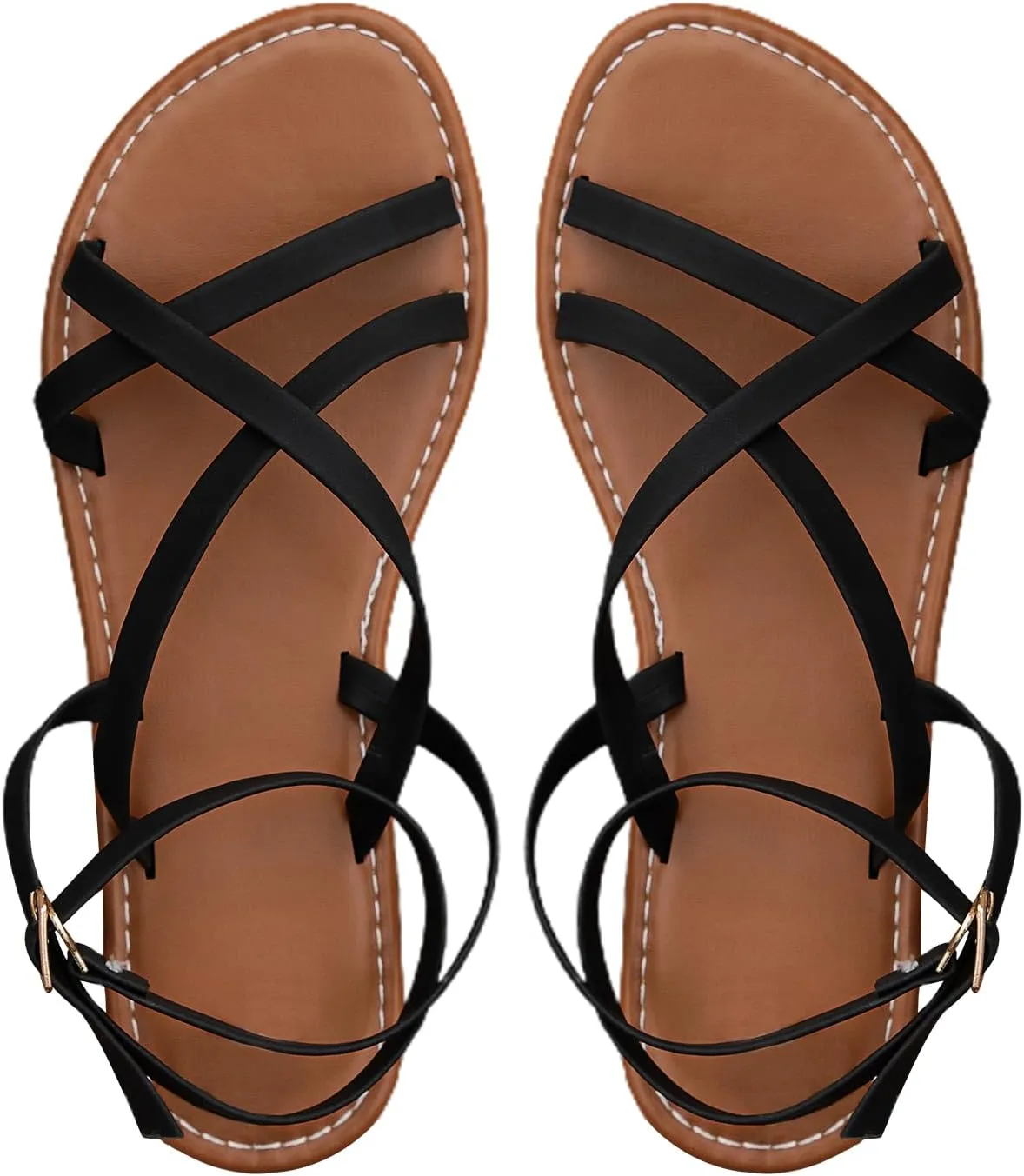 Floerns Women's Fisherman Flat Sandals Ankle Strap Criss Cross Beach Sandals