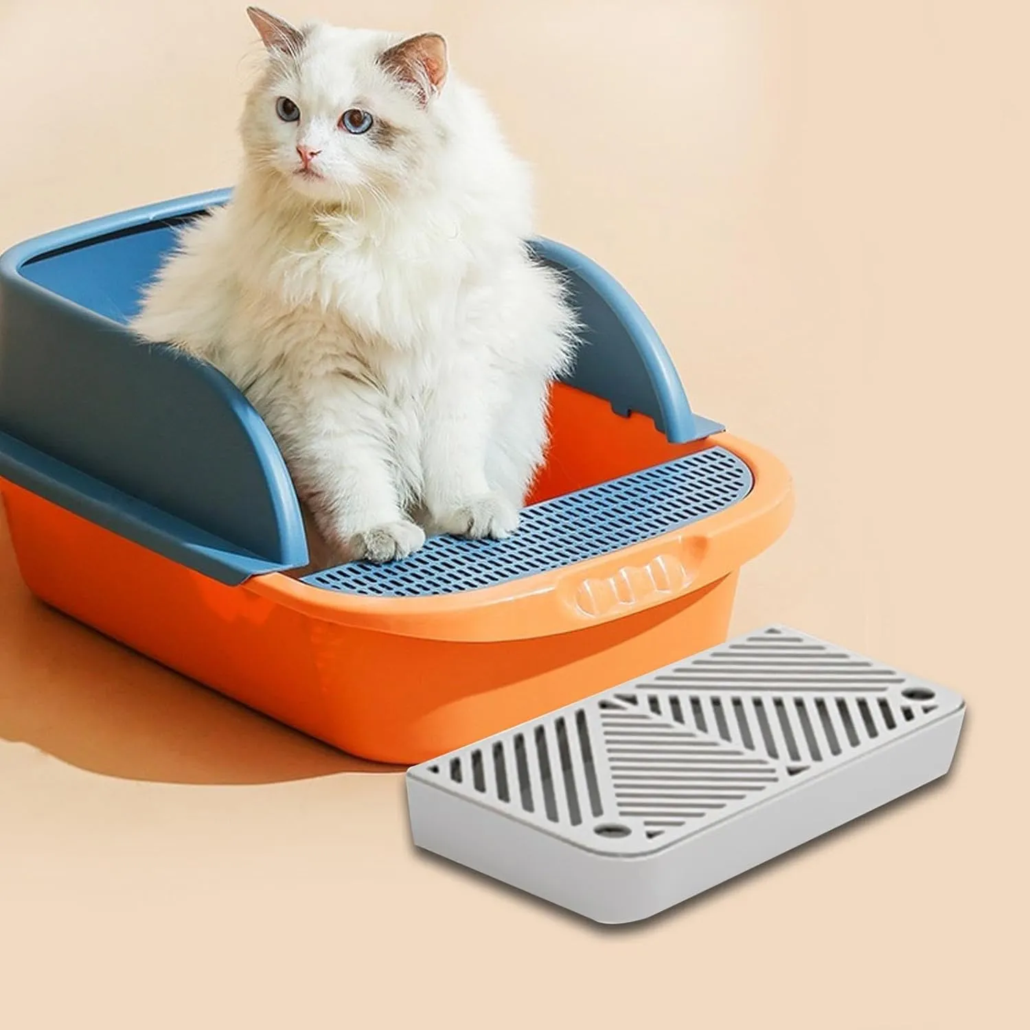 Footboard for Cats Litter Box Reusable Easy Cleaning Keep Room Tidy Compact Size for Home Indoor Litter Pan Pet Litter Box, Flat