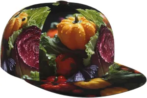 Fresh Cabbage Outdoor Sports Baseball Cap, Daily Sports Adjustable Fashionable Flat Brim hat, Unisex Four-Season Outdoor Sports Cap, Black