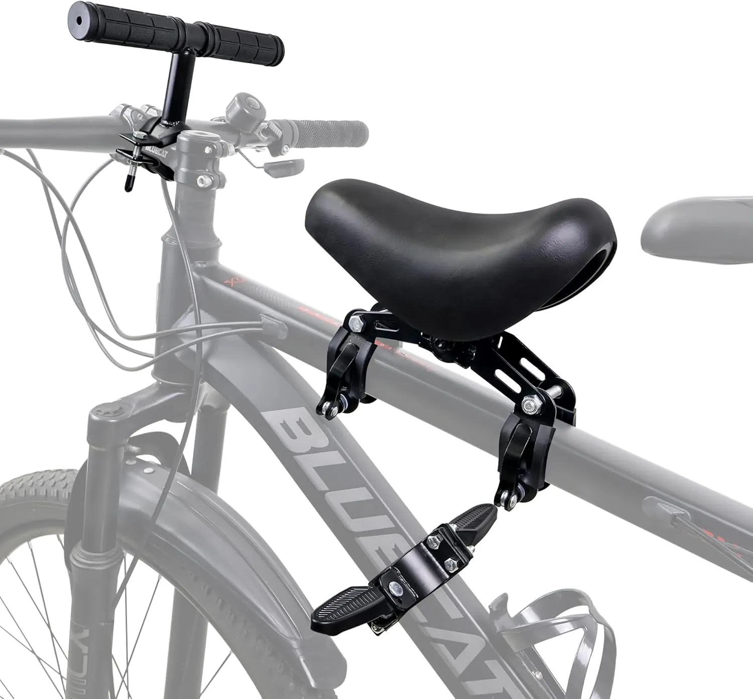 Front Mounted Bicycle Seats for Children, Kid Bike Seat Mountain with Handlebars Foot Pedals for Children 2~5 Years (Black)