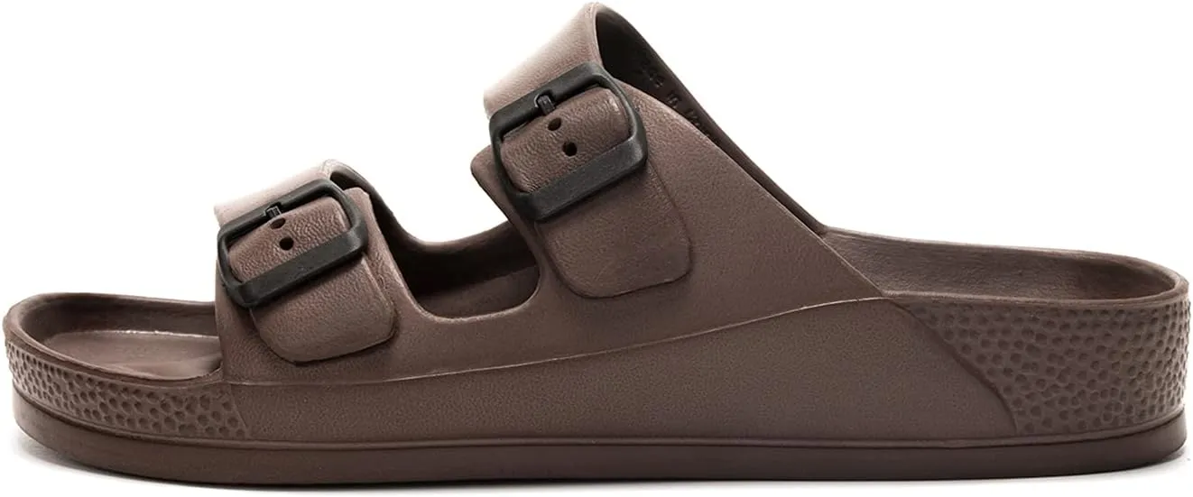 FUNKYMONKEY Men's Comfort Slides Double Buckle Adjustable EVA Flat Sandals