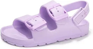 FUNKYMONKEY Unisex-Child Slides Double Buckle Adjustable EVA Flat Sandals for Boys Girls