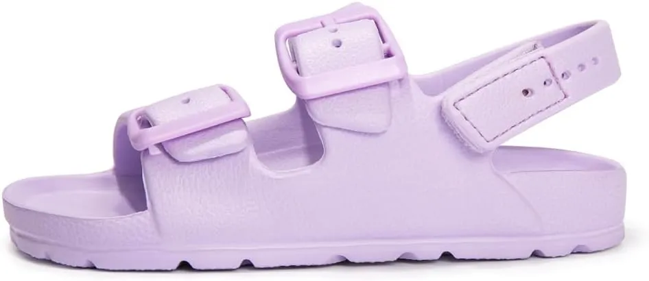 FUNKYMONKEY Unisex-Child Slides Double Buckle Adjustable EVA Flat Sandals for Boys Girls