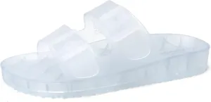 FUNKYMONKEY Women's Comfort Slides Double Buckle Adjustable Plastics Flat Sandals