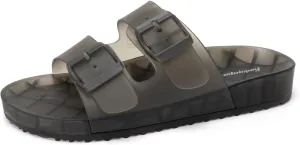 FUNKYMONKEY Women's Comfort Slides Double Buckle Adjustable Plastics Flat Sandals