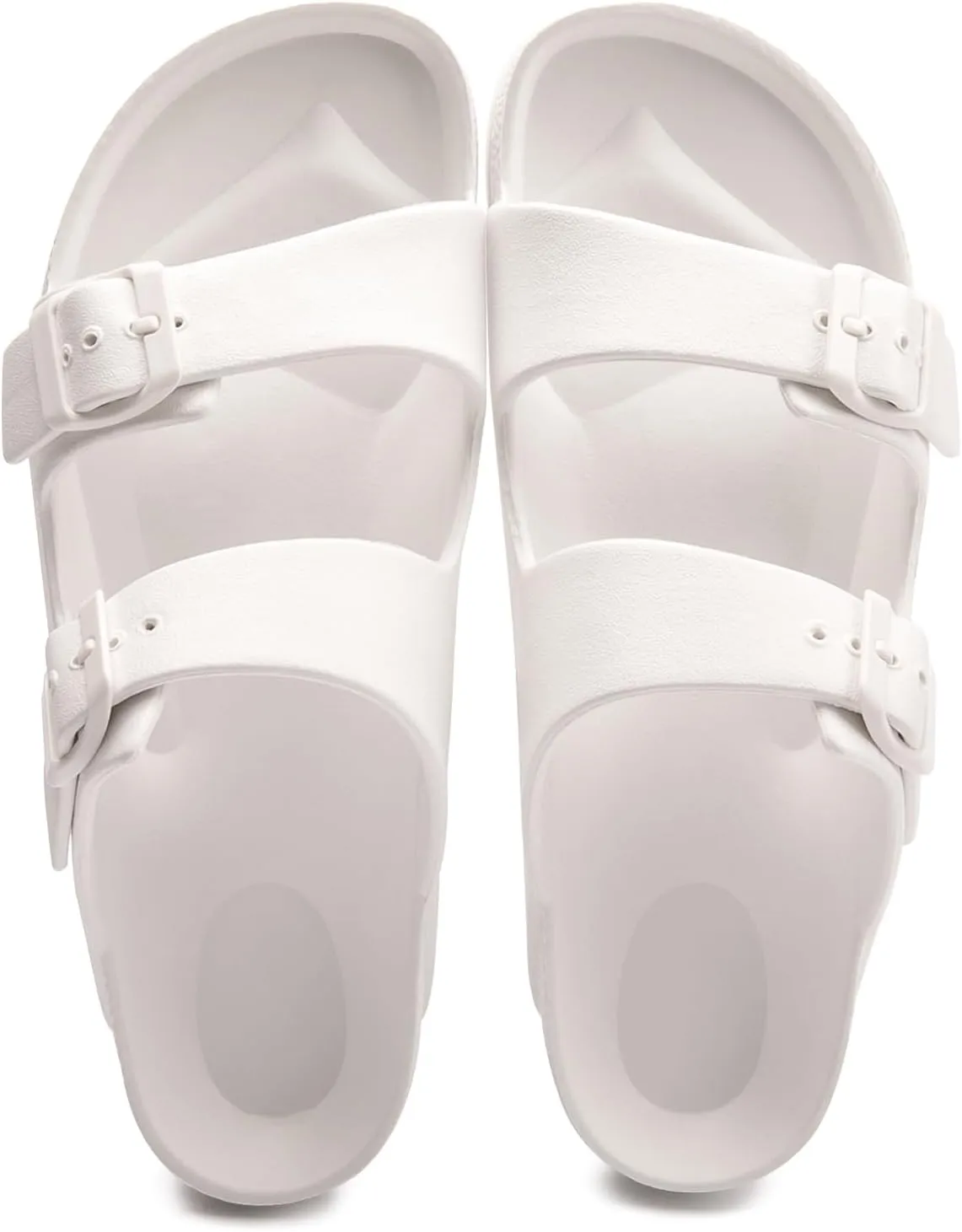 FUNKYMONKEY Women's Comfort Slides Double Buckle Adjustable Plastics Flat Sandals