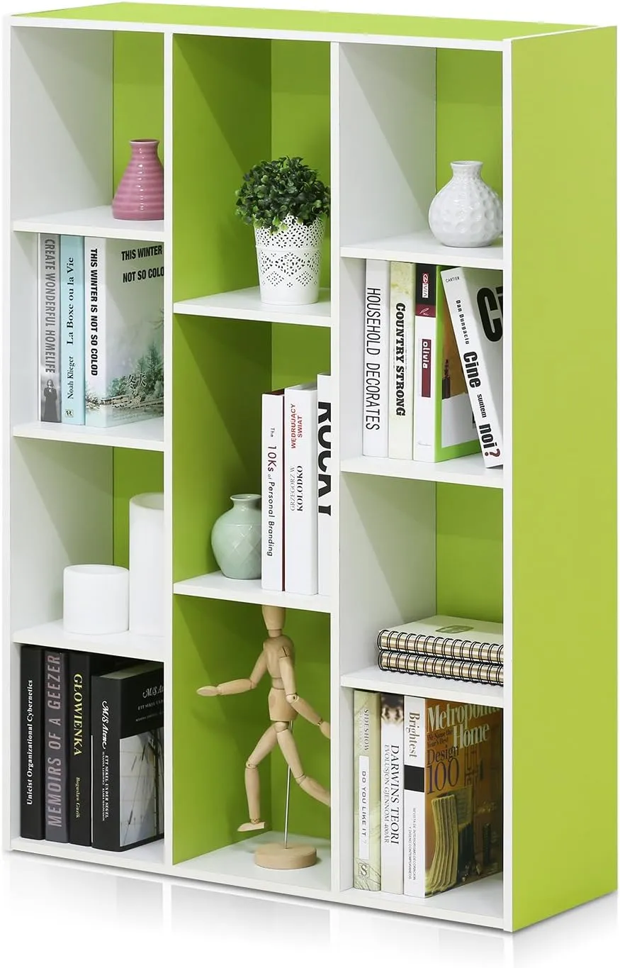 FURINNO 11107WH-GR 7 Reversible, 11-Cube, White Green