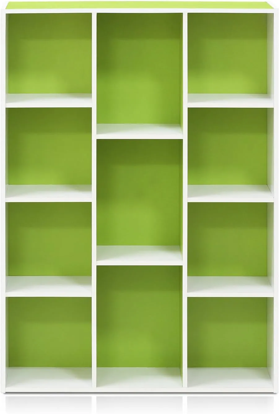 FURINNO 11107WH-GR 7 Reversible, 11-Cube, White Green