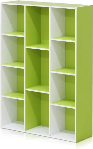 FURINNO 11107WH-GR 7 Reversible, 11-Cube, White Green