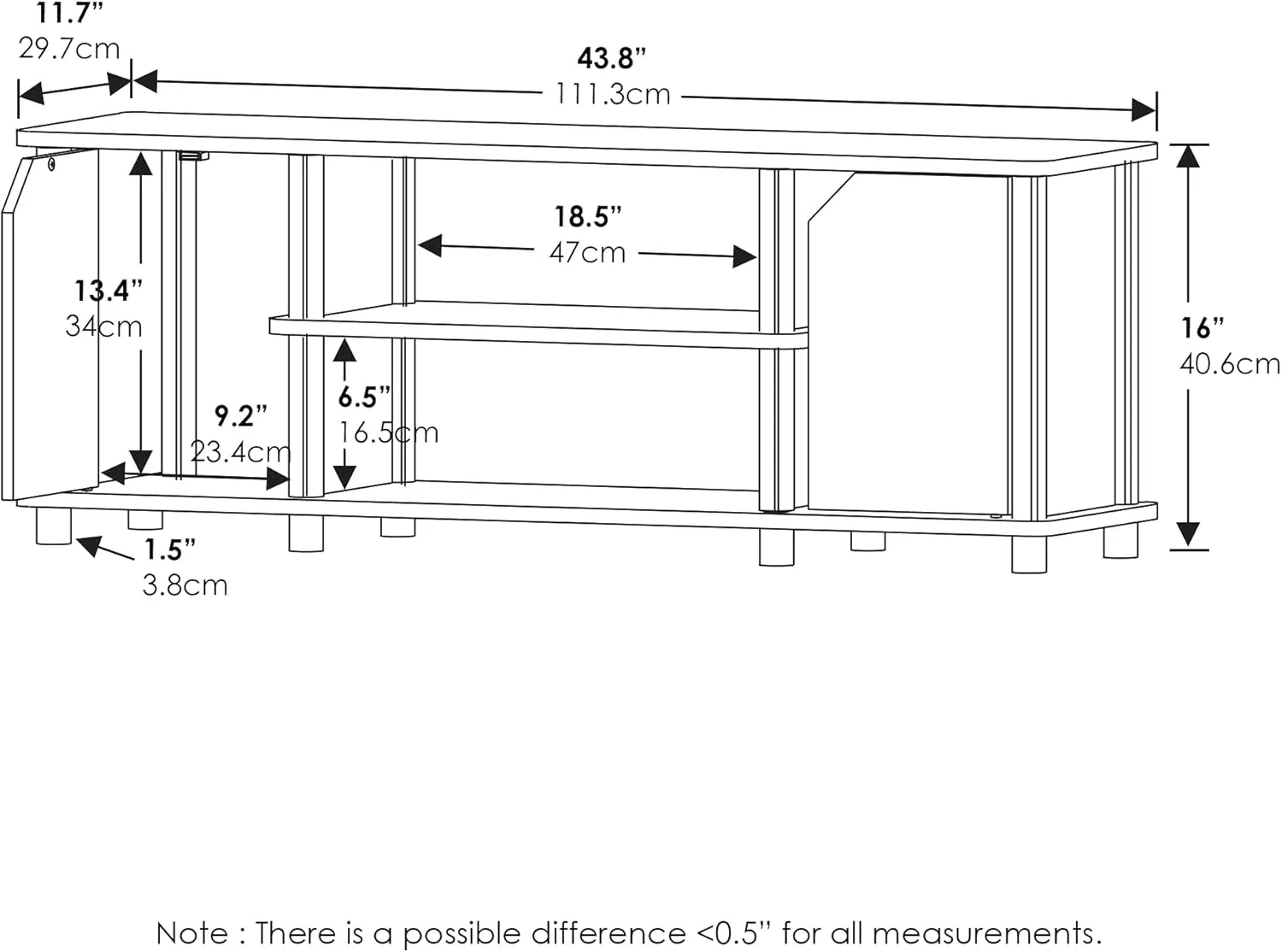 Furinno Brahms TV Stand Entertainment Center with Shelves and Storage for TV Size up to 45 Inch, Espresso/Black
