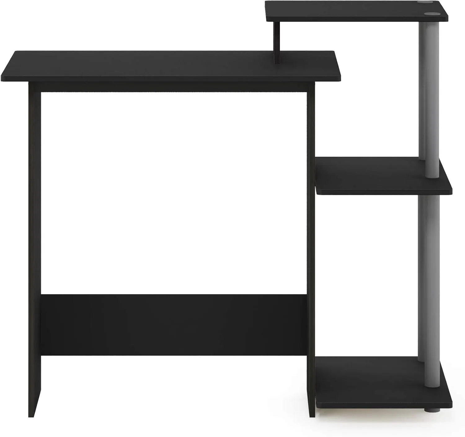 Furinno Efficient Home Laptop Notebook Computer Desk with Square Shelves, Black/Grey