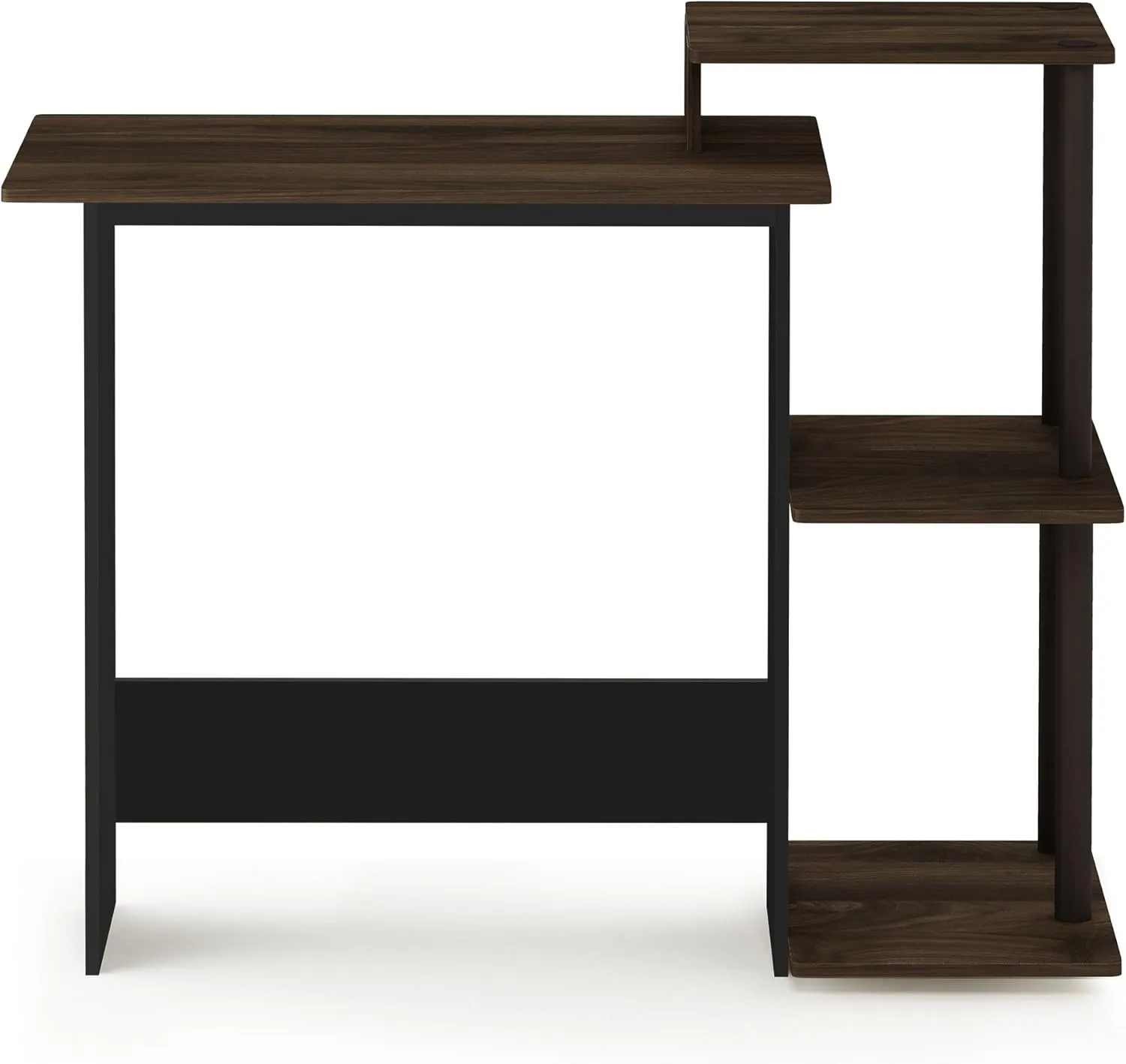 Furinno Efficient Home Laptop Notebook Computer Desk with Square Shelves, Columbia Walnut/Brown
