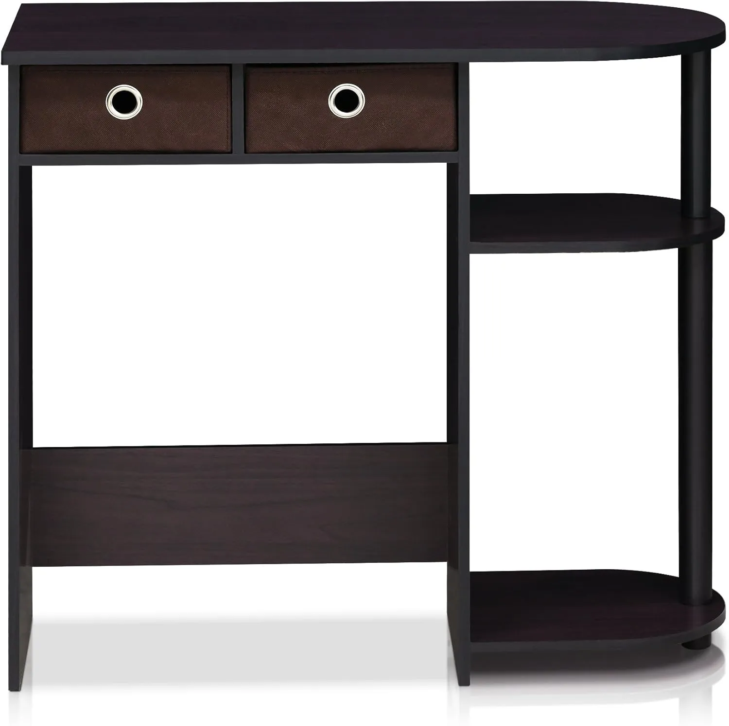 Furinno Go Green Home Laptop Notebook Computer Desk/Table with 2 Drawer Bins, Dark Walnut