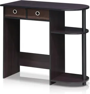 Furinno Go Green Home Laptop Notebook Computer Desk/Table with 2 Drawer Bins, Dark Walnut