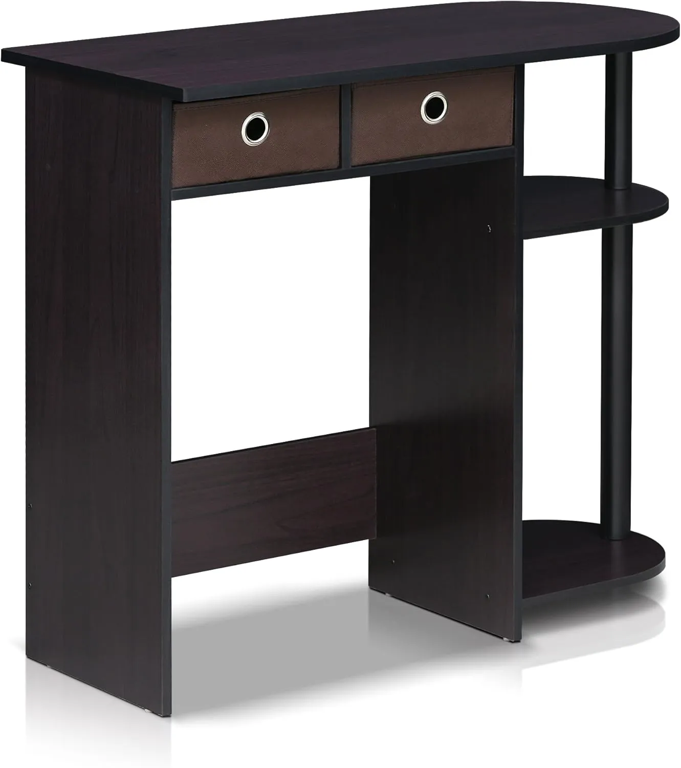 Furinno Go Green Home Laptop Notebook Computer Desk/Table with 2 Drawer Bins, Dark Walnut
