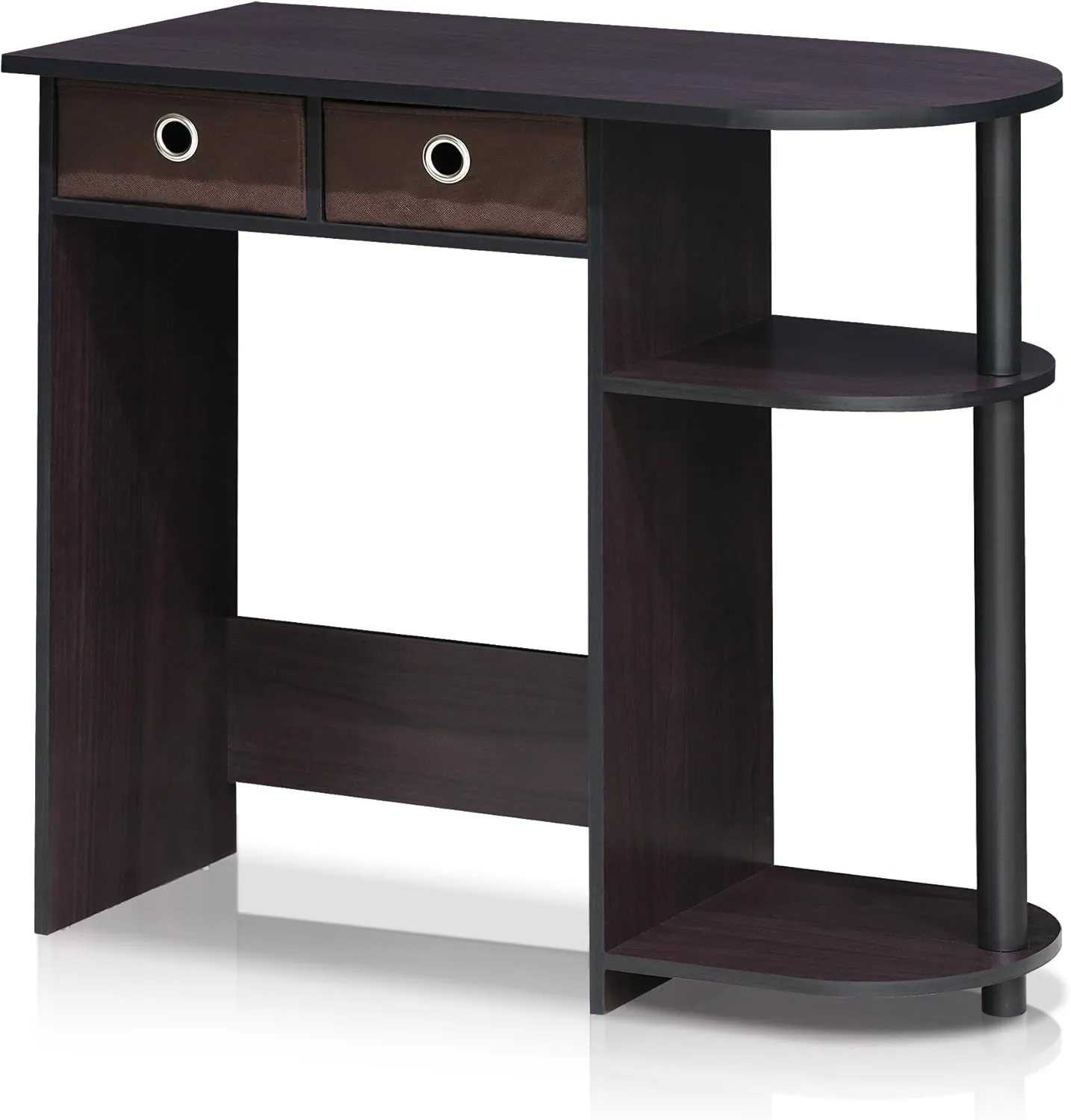 Furinno Go Green Home Laptop Notebook Computer Desk/Table with 2 Drawer Bins, Dark Walnut