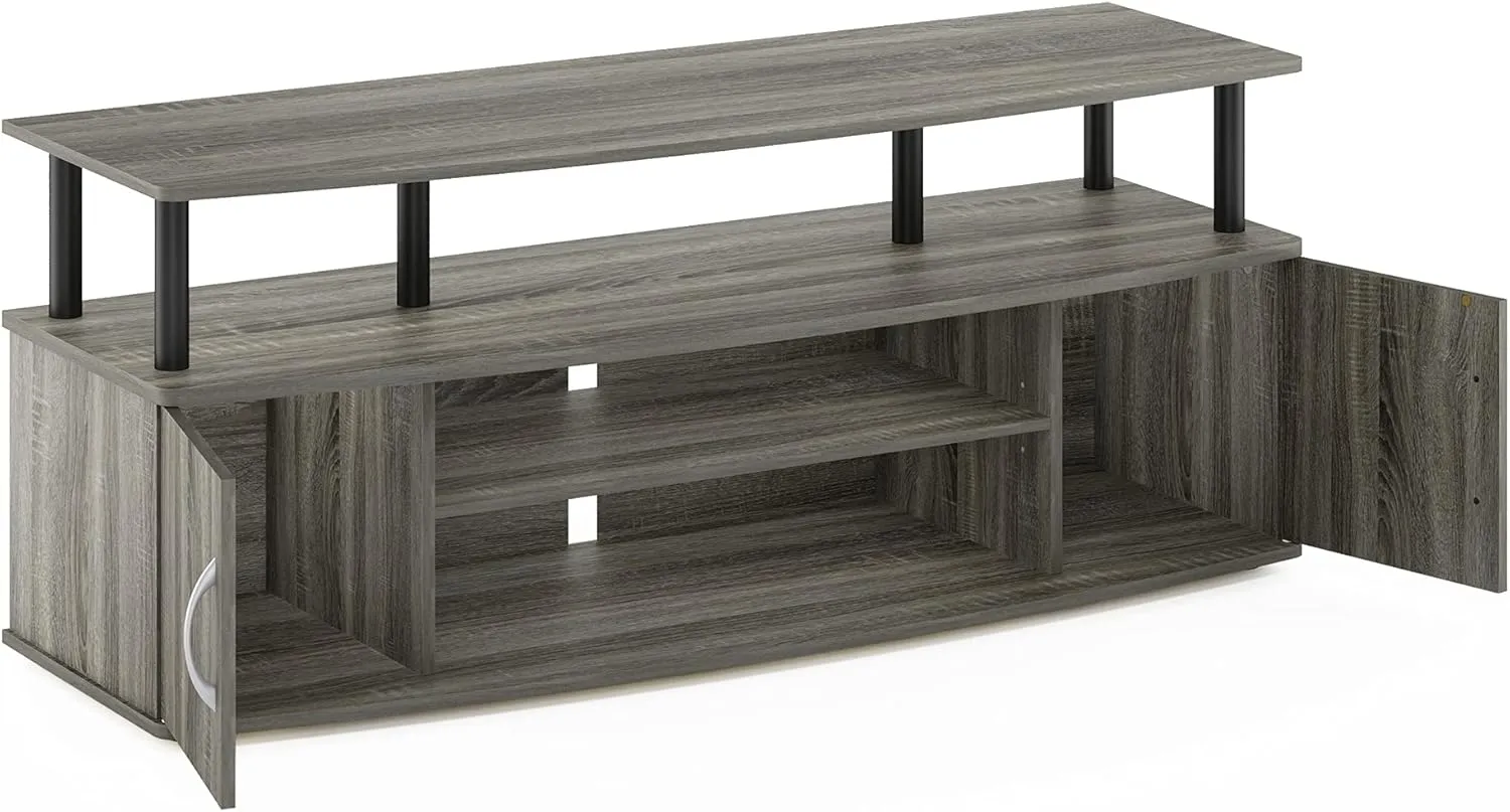 Furinno JAYA Large Entertainment Stand for TV Up to 55 Inch, French Oak Grey/Black