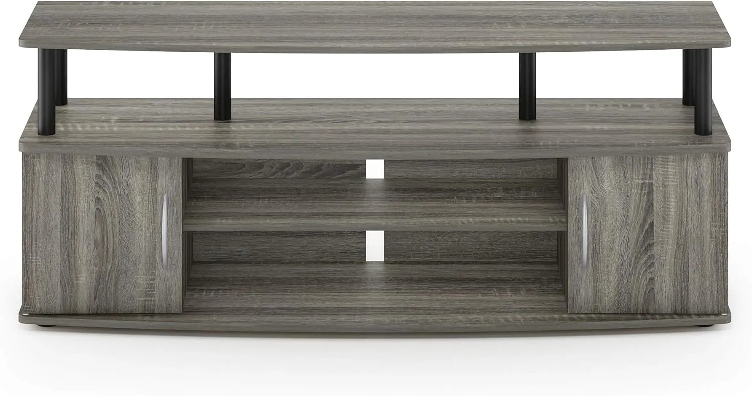 Furinno JAYA Large Entertainment Stand for TV Up to 55 Inch, French Oak Grey/Black