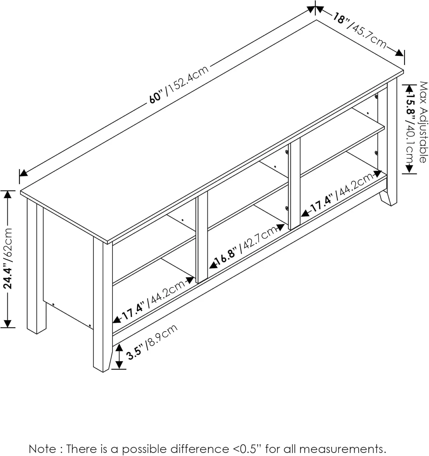 Furinno Jensen Entertainment Center for TV up to 65 Inch, 65-Inch, Americano