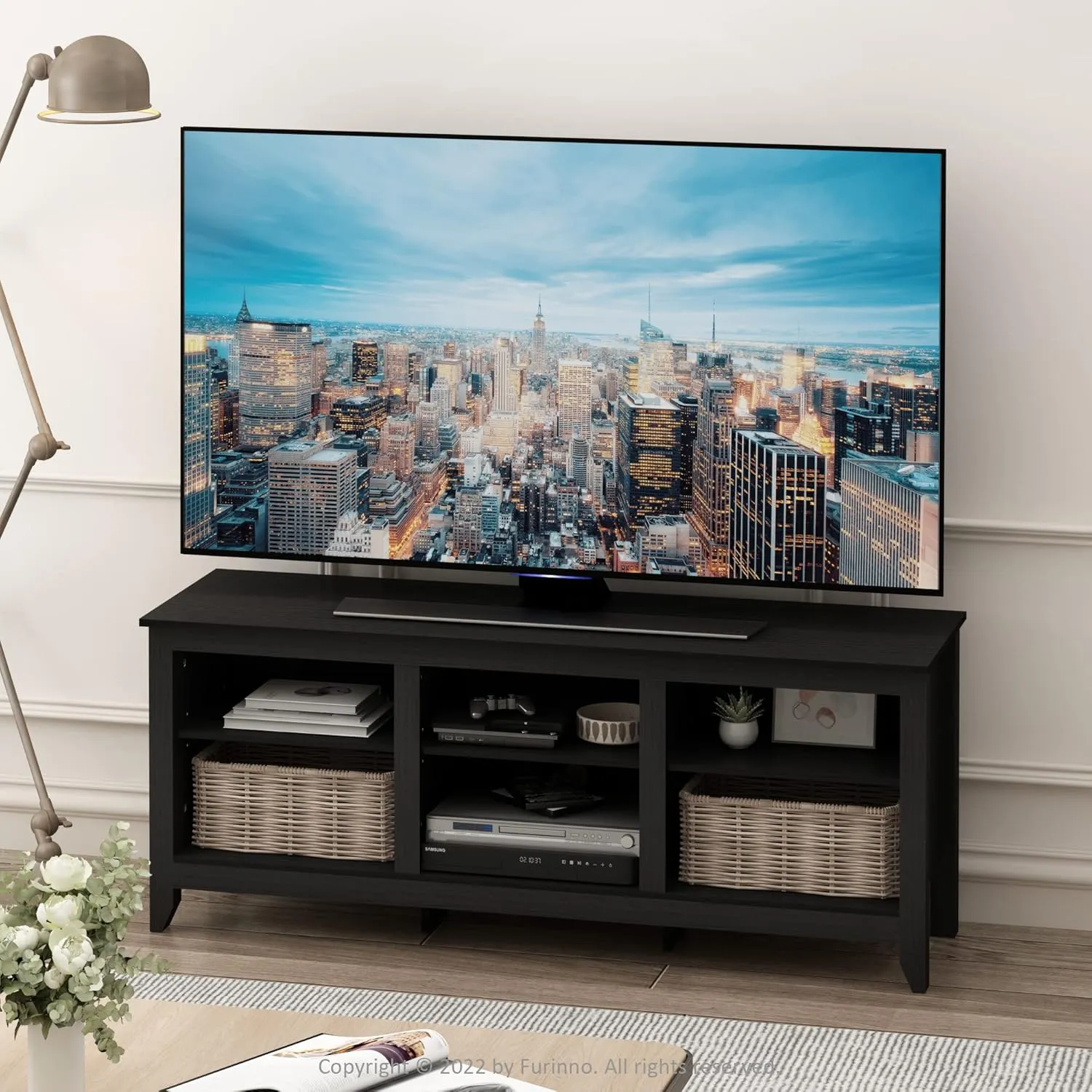 Furinno Jensen Entertainment Center for TV up to 65 Inch, 65-Inch, Americano