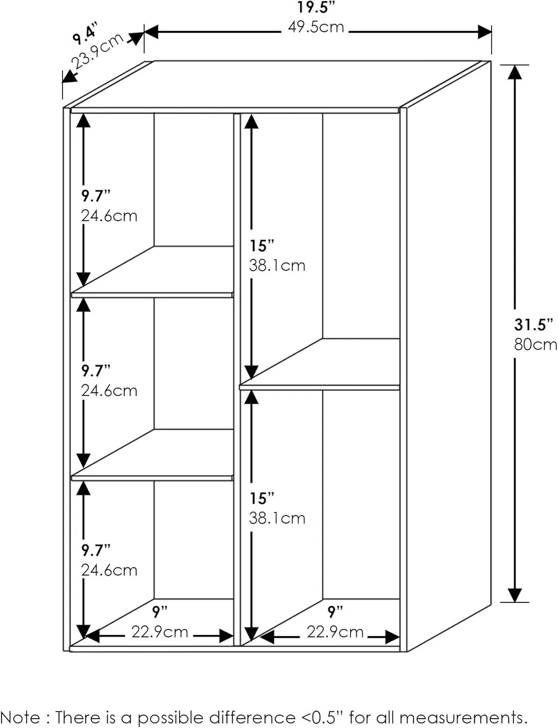 Furinno Luder Bookcase / Book / Storage , 5-Cube, White
