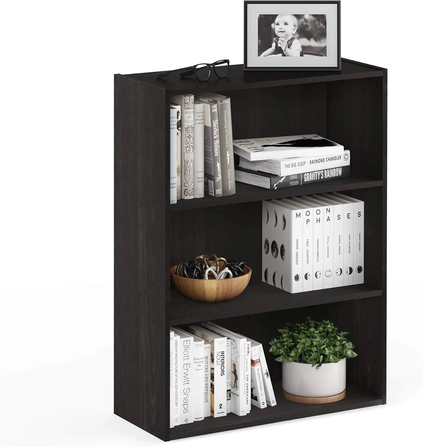 Furinno Pasir 3-Tier Open Shelf Bookcase, Espresso