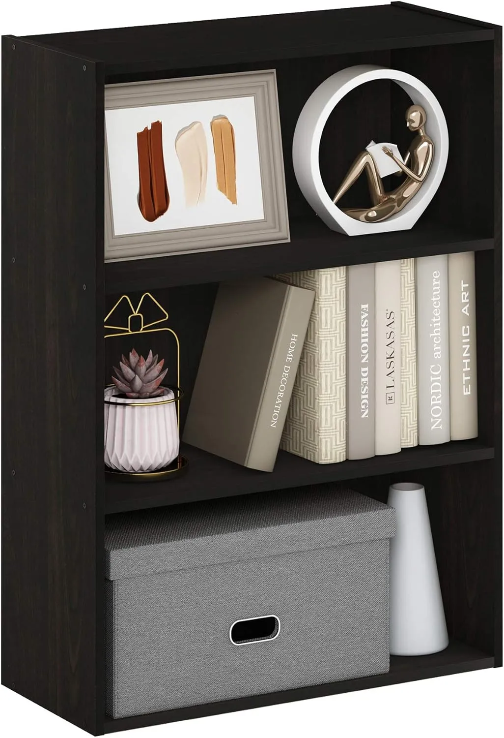 Furinno Pasir 3-Tier Open Shelf Bookcase, Espresso