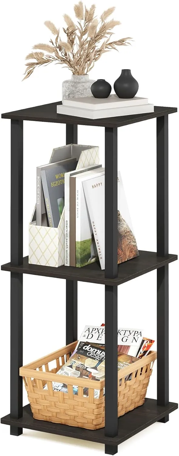 Furinno Simplistic Set of 2 End Table, Espresso/Black