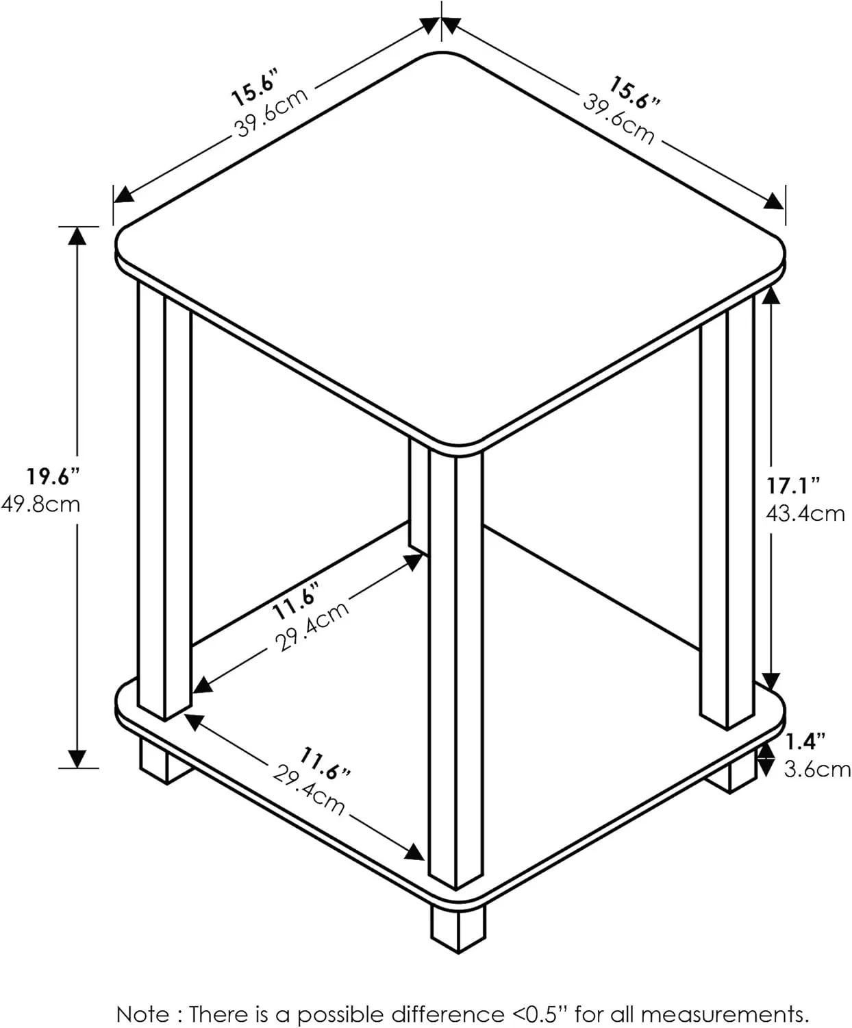 Furinno Simplistic Set of 2 End Table, Espresso/Black