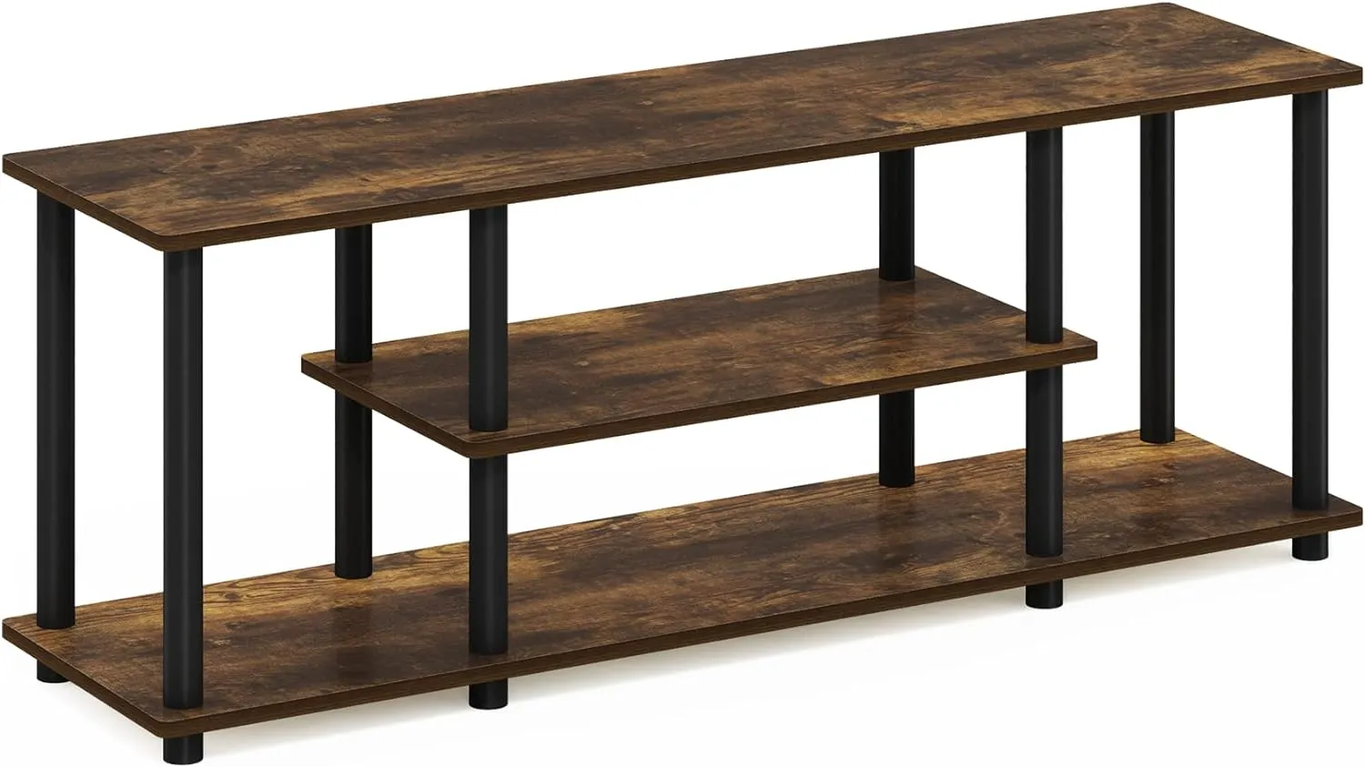 Furinno Turn-N-Tube No Tools 3D 3-Tier Entertainment Stand up to 50 inch TV, Amber Pine/Black