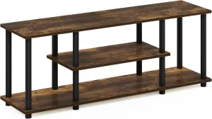 Furinno Turn-N-Tube No Tools 3D 3-Tier Entertainment Stand up to 50 inch TV, Amber Pine/Black