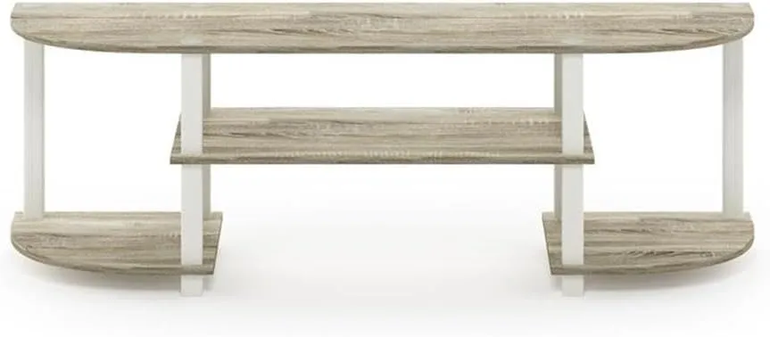 Furinno Turn-S-Tube Wide TV Entertainment Center, Sonoma Oak/White, 47. 25x13. 4x15. 9