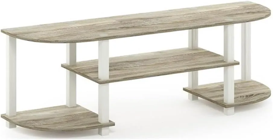 Furinno Turn-S-Tube Wide TV Entertainment Center, Sonoma Oak/White, 47. 25x13. 4x15. 9
