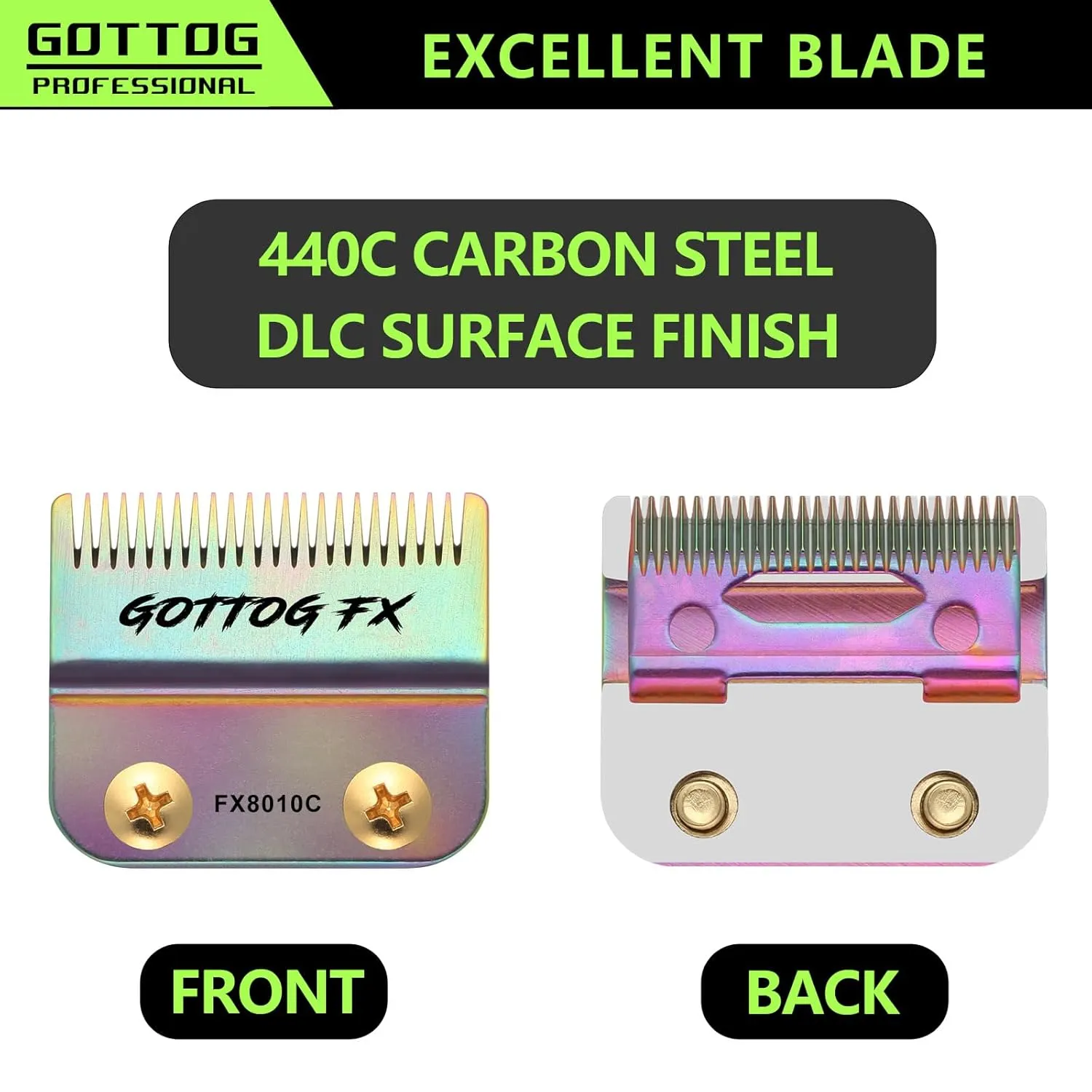 FX8010C Replacement Blades for BaBylissPRO FX870, FX890, FX825, FX673 Clippers, DLC Replacement Fade Blade Compatible with Babyliss Clipper Blades, Multicolor