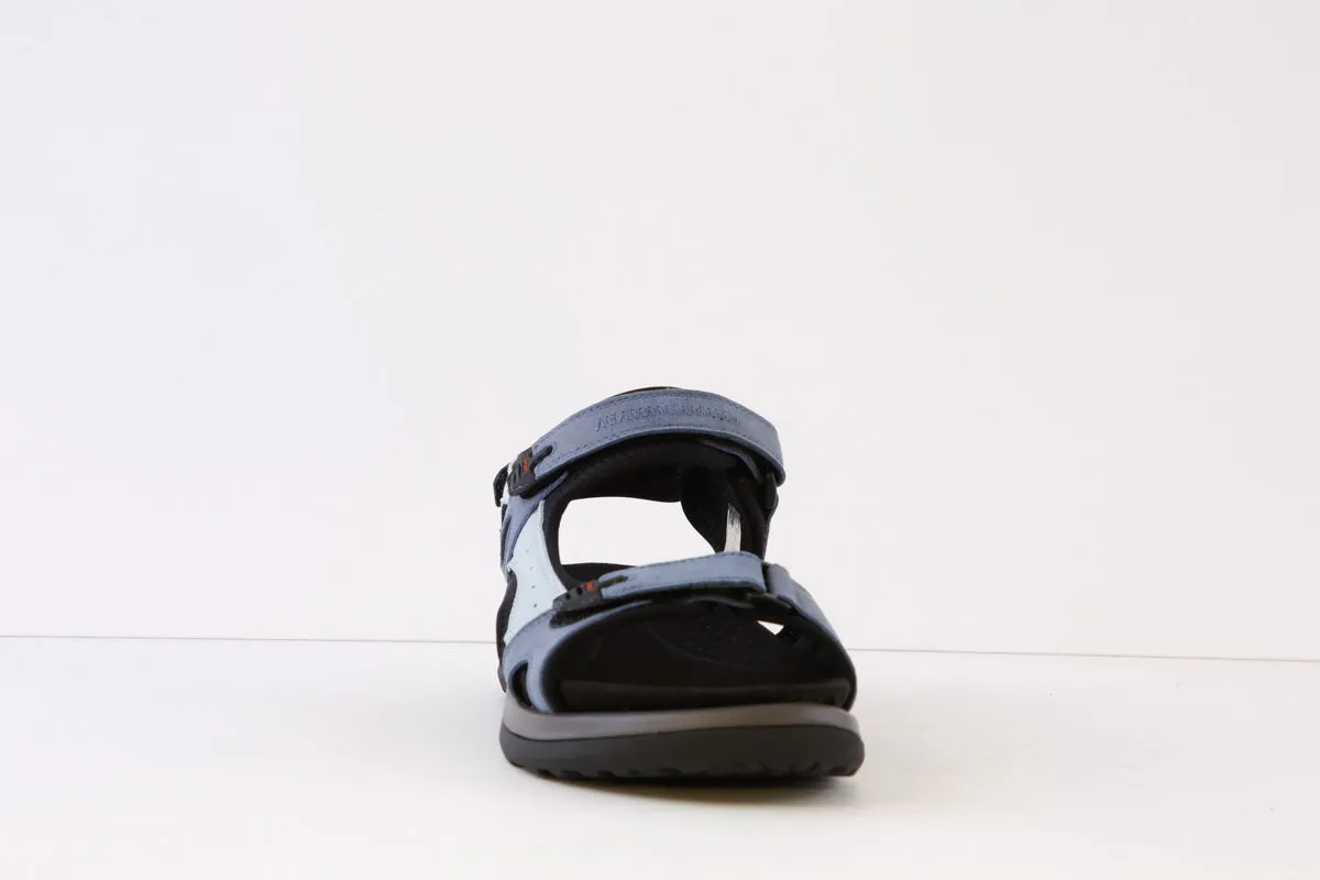 G COMFORT - 9051-1J FLAT COMFORT VELCRO WALKING SANDAL - BLUE COMBI
