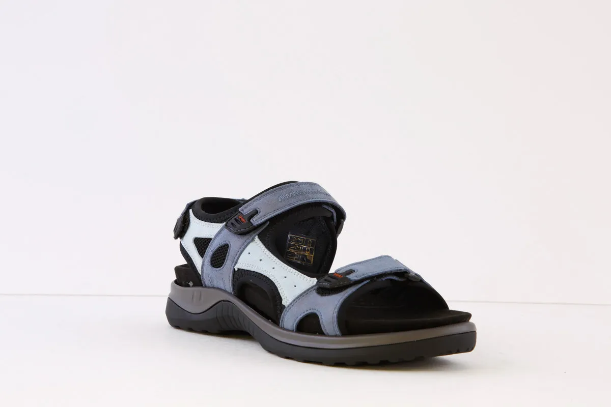 G COMFORT - 9051-1J FLAT COMFORT VELCRO WALKING SANDAL - BLUE COMBI