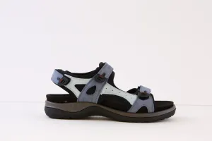 G COMFORT - 9051-1J FLAT COMFORT VELCRO WALKING SANDAL - BLUE COMBI