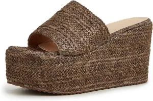 getmorebeauty Women's Espadrille Wedge Sandals Bohemia Beach Sandals Braid Slippers Open Toe Slip On Summer Platform Sandals