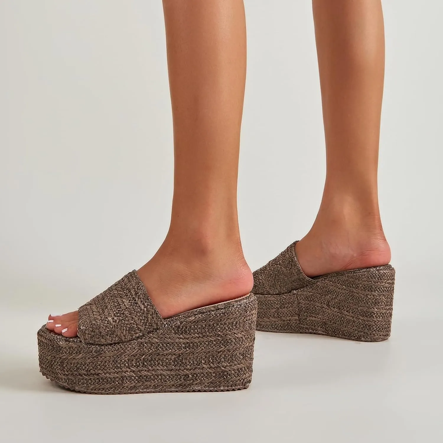 getmorebeauty Women's Espadrille Wedge Sandals Bohemia Beach Sandals Braid Slippers Open Toe Slip On Summer Platform Sandals