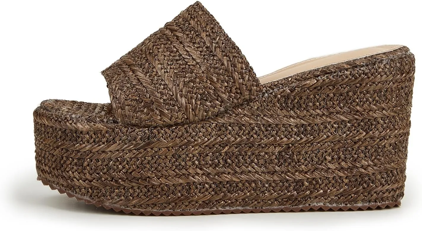 getmorebeauty Women's Espadrille Wedge Sandals Bohemia Beach Sandals Braid Slippers Open Toe Slip On Summer Platform Sandals