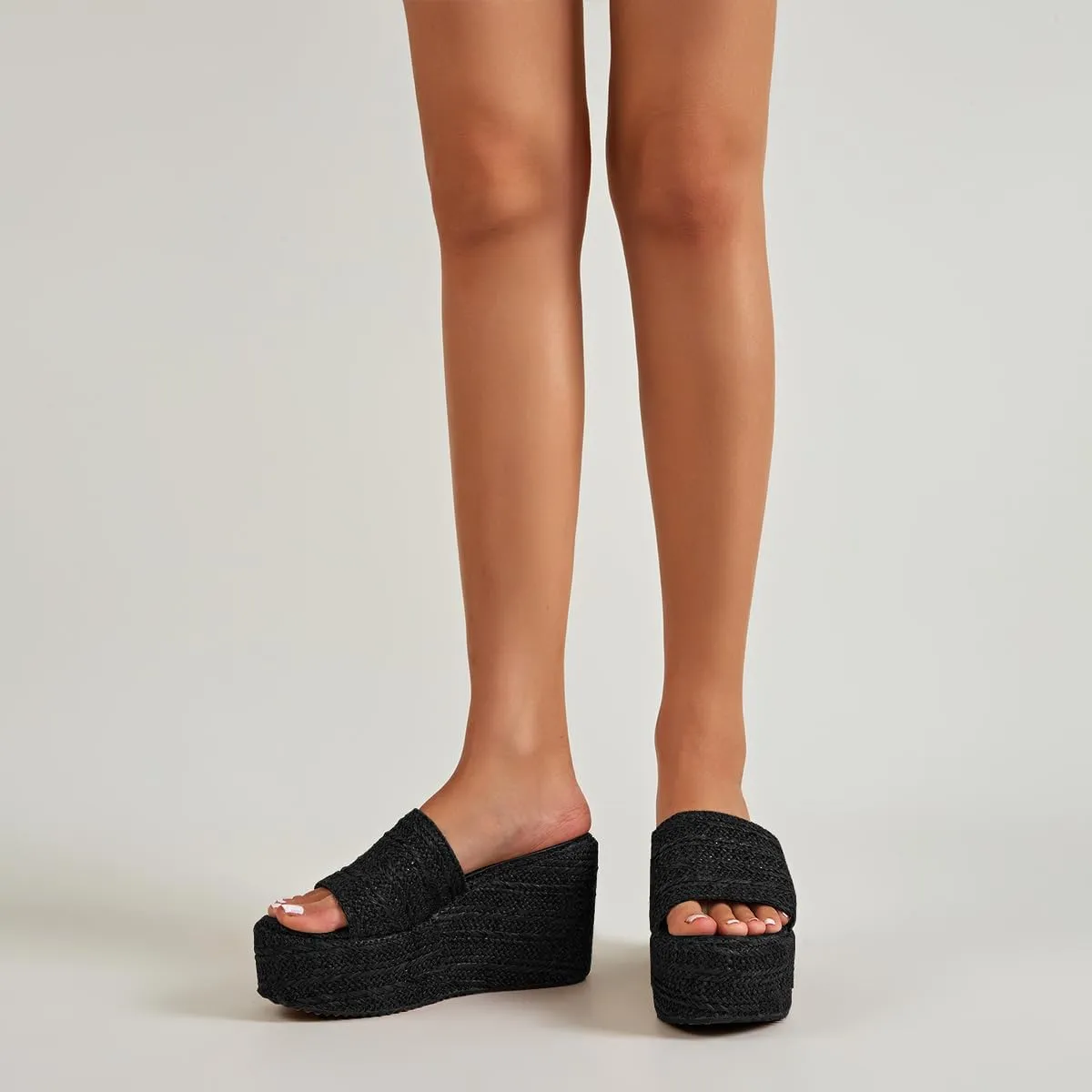 getmorebeauty Women's Espadrille Wedge Sandals Bohemia Beach Sandals Braid Slippers Open Toe Slip On Summer Platform Sandals