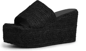 getmorebeauty Women's Espadrille Wedge Sandals Bohemia Beach Sandals Braid Slippers Open Toe Slip On Summer Platform Sandals