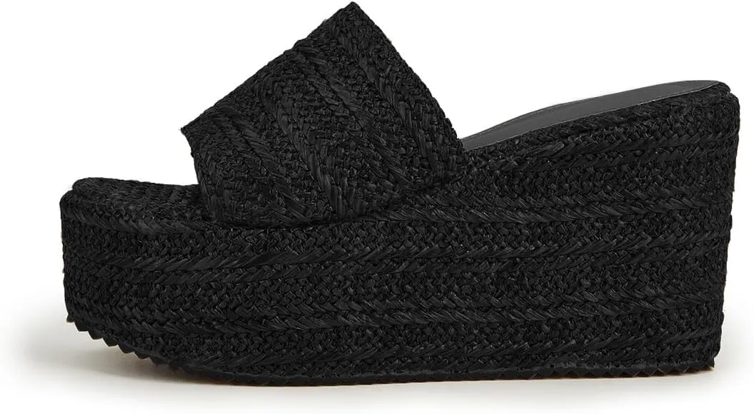 getmorebeauty Women's Espadrille Wedge Sandals Bohemia Beach Sandals Braid Slippers Open Toe Slip On Summer Platform Sandals