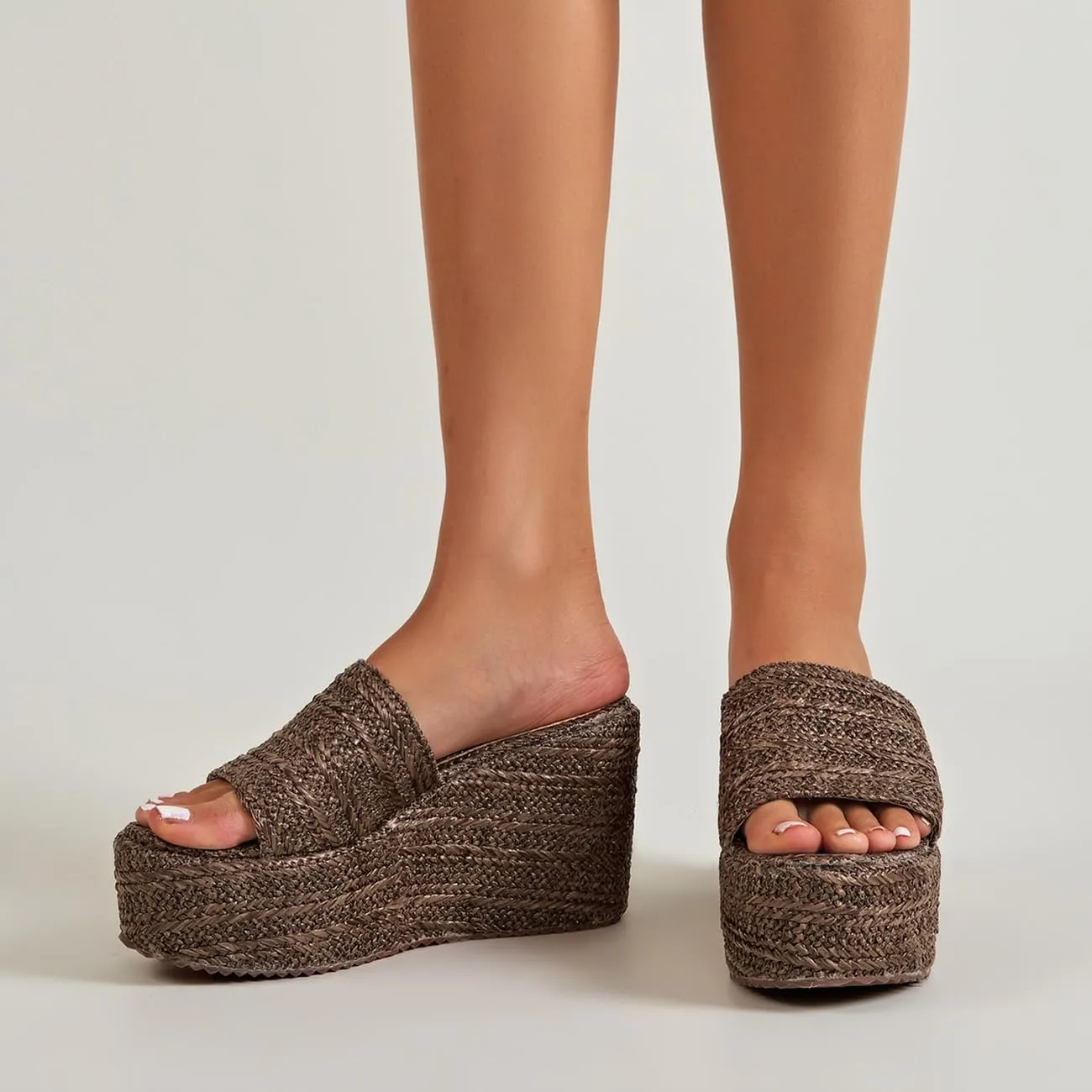 getmorebeauty Women's Espadrille Wedge Sandals Bohemia Beach Sandals Braid Slippers Open Toe Slip On Summer Platform Sandals