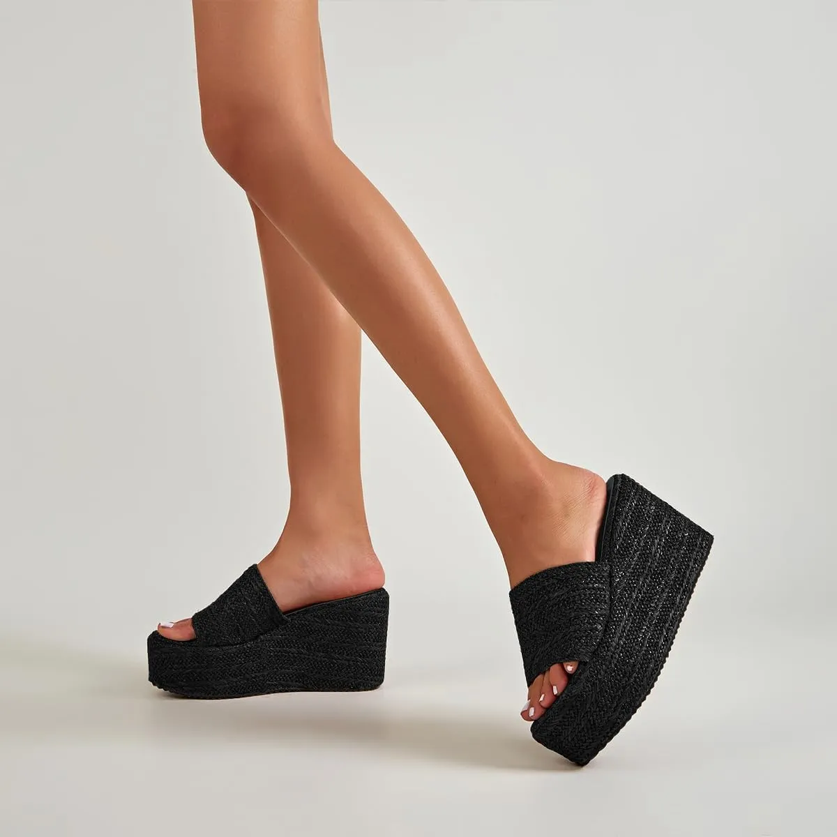 getmorebeauty Women's Espadrille Wedge Sandals Bohemia Beach Sandals Braid Slippers Open Toe Slip On Summer Platform Sandals