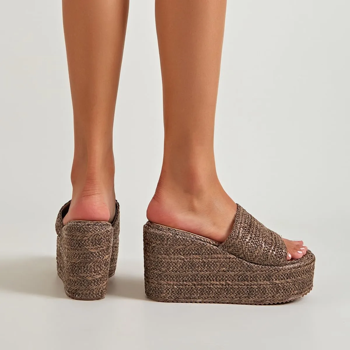 getmorebeauty Women's Espadrille Wedge Sandals Bohemia Beach Sandals Braid Slippers Open Toe Slip On Summer Platform Sandals