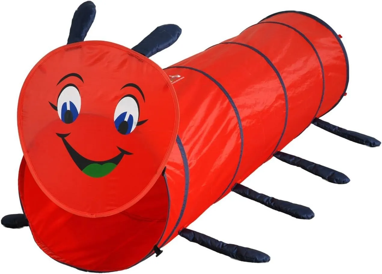 GigaTent 6 Foot Pop Up Kids Play Tunnel – Red Caterpillar Hide and Seek Tube for Babies, Toddlers, Dogs and Pets - Indoor or Outdoor Adventure, Folds Flat, Carrying Bag Included