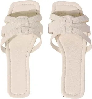 GORGLITTER Women's Crocodile Embossed Flat Sandals Cross Strappy Open Toe Slide Sandals