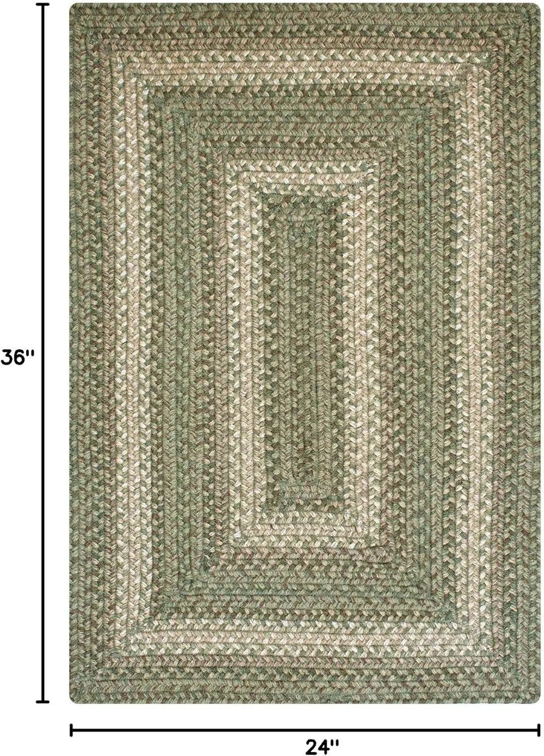 Grassland Green Small Braided Rugs, 2x3' Rectangle - Handmade with Jute, Warm Country Rustic Decor, Perfect for Bathrooms and Entryways - Durable and Easy to Clean