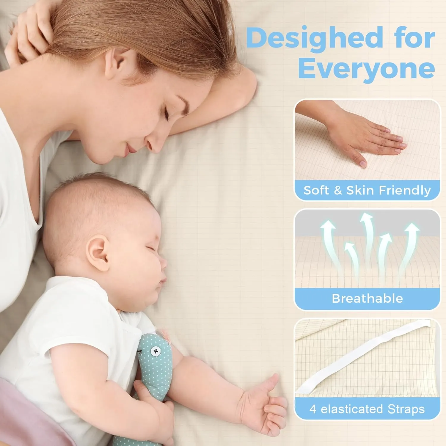 Grounding Sheets Queen Conductive Grounding Flat Sheets 10% Sliver Fiber and 90% Organic Cotton with 15ft Grounding Cord for Better Sleep 60x80in Beige
